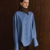BICOLORED SCARF COLLAR SHIRT
