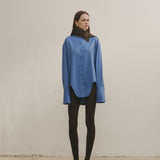 BICOLORED SCARF COLLAR SHIRT