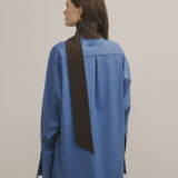 BICOLORED SCARF COLLAR SHIRT