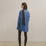 BICOLORED SCARF COLLAR SHIRT