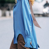 BICOLORED SCARF COLLAR SHIRT